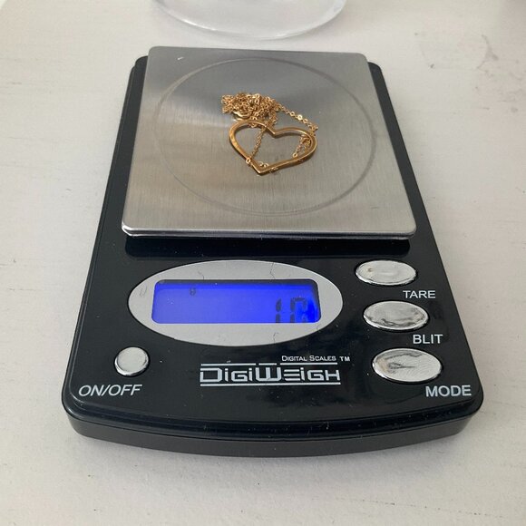 14k solid gold open heart necklace - Picture 9 of 9